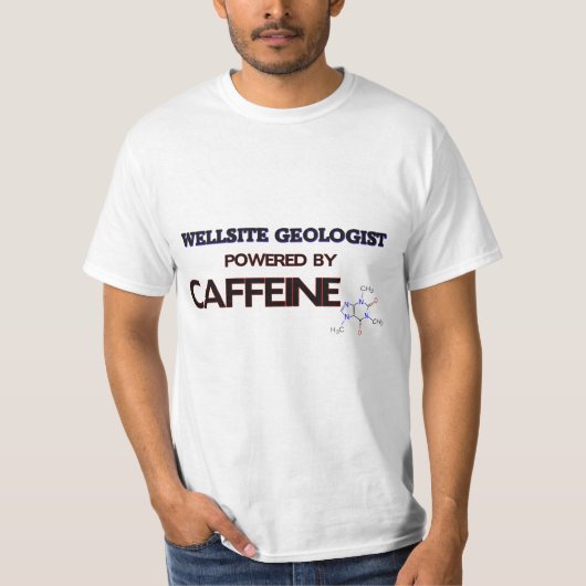 Geoloog op het terrein met cafeïne t-shirt (Voorkant)