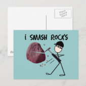 Geoloog Stickman "I Smash Rocks" Briefkaart (Voorkant / Achterkant)
