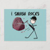 Geoloog Stickman "I Smash Rocks" Briefkaart (Voorkant)