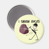 Geoloog Stickman "I Smash Rocks" Magneet (Voorkant / Achterkant)
