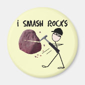 Geoloog Stickman "I Smash Rocks" Magneet (Voorkant)