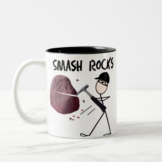 Geoloog Stickman "I Smash Rocks" Tweekleurige Koffiemok (Links)