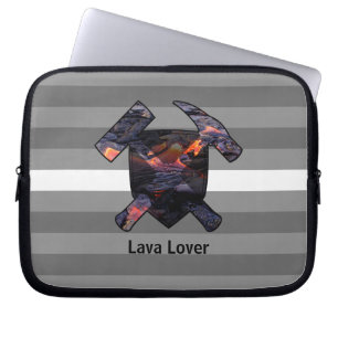 Geoloog's "Lava Lover" Rock Hammer Logo Laptop Sleeve