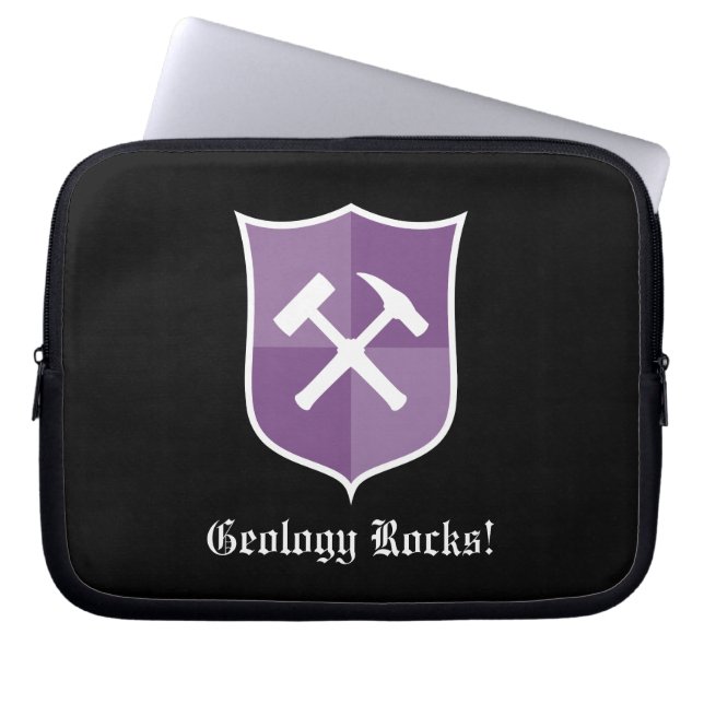 Geoloog's Rock Hammer Crest Laptop Sleeve (Voorkant)