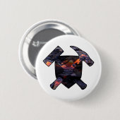 Geoloog's Rock Hammer en Lava Flow Logo Ronde Button 5,7 Cm (Voorkant /achterkant)