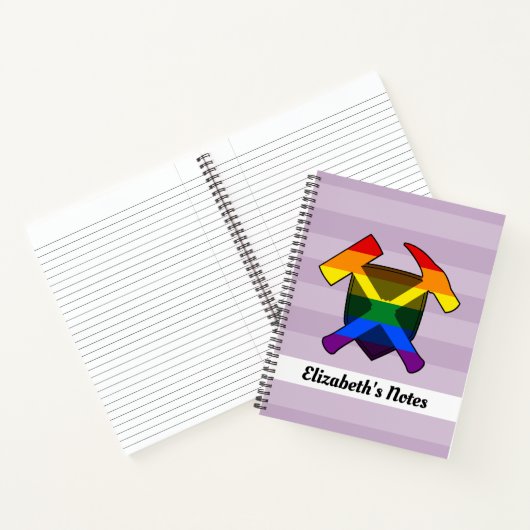 Geoloog's Rock Hammer en LGBT Rainbow Flag Logo Notitieboek (Binnen)