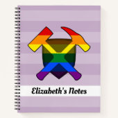 Geoloog's Rock Hammer en LGBT Rainbow Flag Logo Notitieboek (Voorkant)