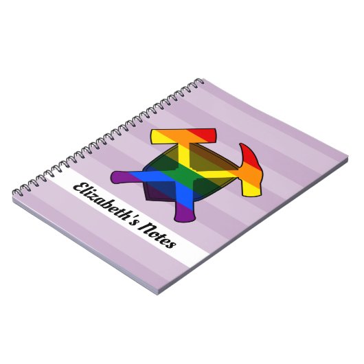 Geoloog's Rock Hammer en LGBT Rainbow Flag Logo Notitieboek (Linkerzijde)