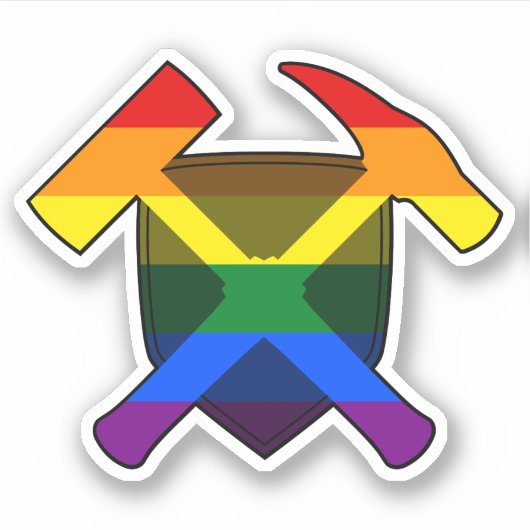 Geoloog's Rock Hammer en LGBT Rainbow Flag Sticker (Voorkant)