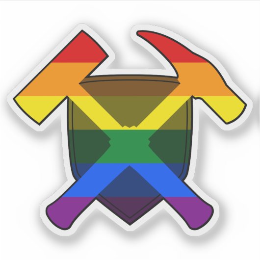Geoloog's Rock Hammer en LGBT Rainbow Flag Sticker (Voorkant)