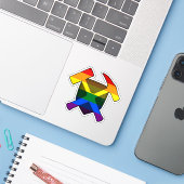 Geoloog's Rock Hammer en LGBT Rainbow Flag Sticker (Laptop met iPhone)