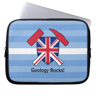 Geoloog's Rock Hammer Logo met Union Flag Laptop Sleeve