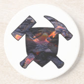 Geoloog's Rock Hammer Logo w / Hawaiian Lava Flow Zandsteen Onderzetter (Voorkant)