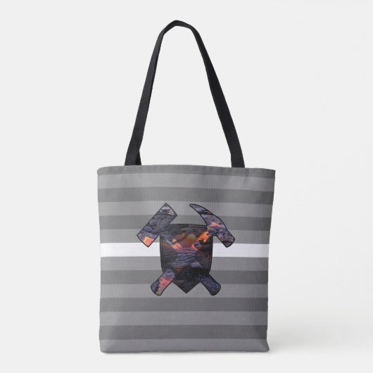Geoloog's Rock Hammer Logo w / Vulkanische Lava Fl Tote Bag (Achterkant)
