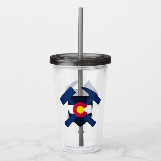 Geoloog's Rock Hammer met Colorado State Flag Acryl Drinkbeker (Voorkant)