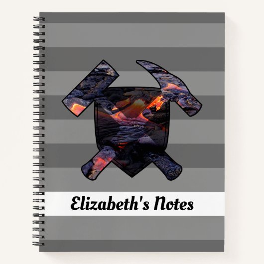 Geoloog's Rock Hammers met Hawaïaanse Lava Flow Notitieboek (Voorkant)