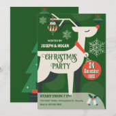 Geomatrische klassieke herten kerst decor Uitnodig Kaart (Voorkant / Achterkant)