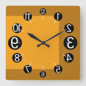 GEOMESKY NUMBERS UPSIDE DOWN BY MASANSER PIXELAT VIERKANTE KLOK (Voorkant)