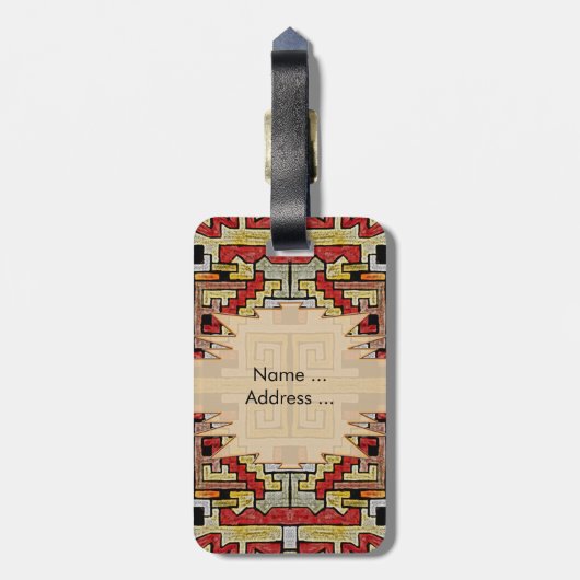Geomethrisch tribaal/etnisch patroon bagagelabel (Achterkant verticaal)