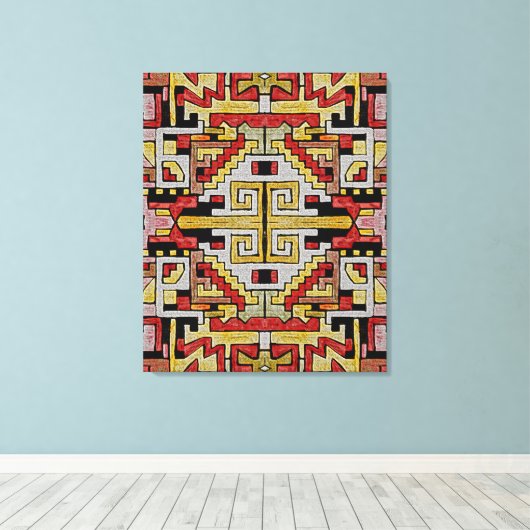 Geomethrisch tribaal/etnisch patroon canvas afdruk (Insitu (Houten vloer))