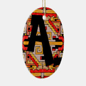 Geomethrisch tribaal/etnisch patroon en Initialen Keramisch Ornament (Rechts)