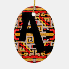 Geomethrisch tribaal/etnisch patroon en Initialen Keramisch Ornament