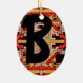 Geomethrisch tribaal/etnisch patroon en Initialen Keramisch Ornament (Achterkant)