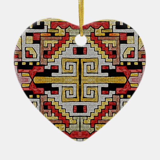 Geomethrisch tribaal/etnisch patroon keramisch ornament (Voorkant)