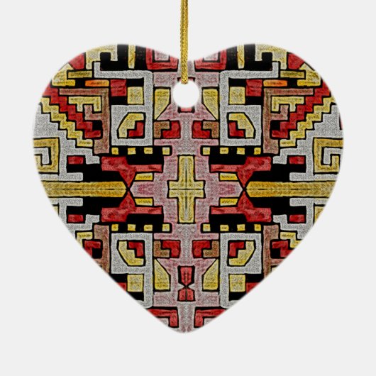 Geomethrisch tribaal/etnisch patroon keramisch ornament (Achterkant)