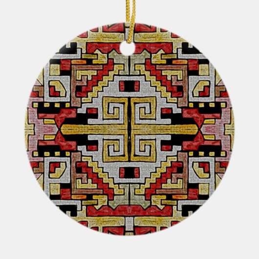 Geomethrisch tribaal/etnisch patroon keramisch ornament (Voorkant)