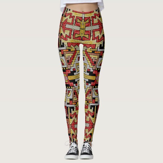 Geomethrisch tribaal/etnisch patroon leggings (Voorkant)