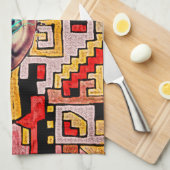 Geomethrisch tribaal/etnisch patroon met oog theedoek (Quarter Fold)