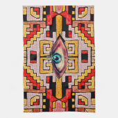 Geomethrisch tribaal/etnisch patroon met oog theedoek (Verticaal)