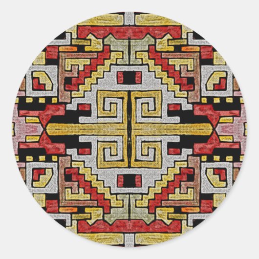 Geomethrisch tribaal/etnisch patroon ronde sticker (Voorkant)