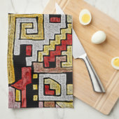 Geomethrisch tribaal/etnisch patroon theedoek (Quarter Fold)