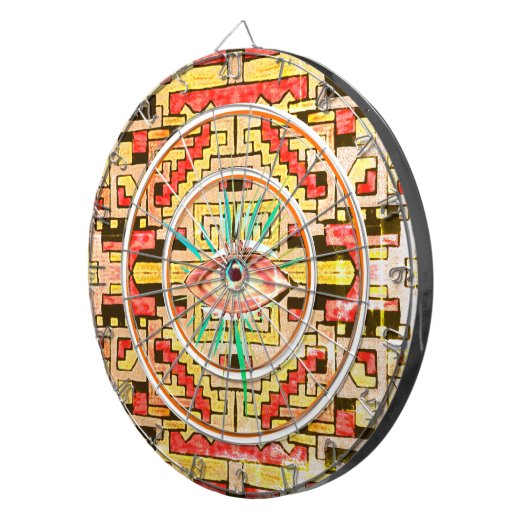 Geomethrische geomethische tribale/etnische patroo dartbord (Voorkant Rechts)