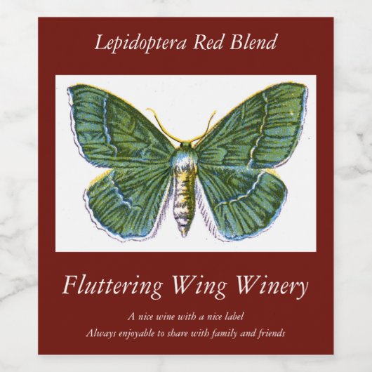 Geometra papilionaria - De Grote Emerald Moth Wijn Etiket (Enkel label)