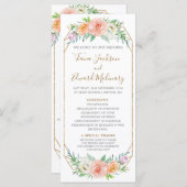 Geometri Waterverf Bloemen Trouwprogramma Programmakaart (Voorkant / Achterkant)