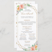 Geometri Waterverf Flowers Trouwtijdlijn Programmakaart (Voorkant / Achterkant)