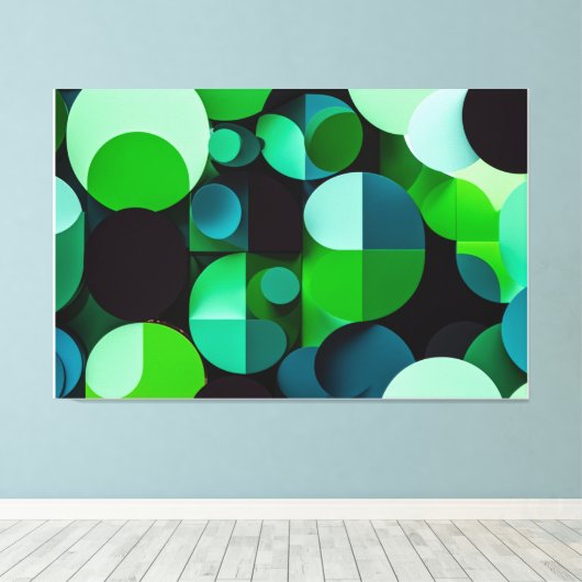 Geometría Verde Vibrante Canvas Afdruk (Insitu (Houten vloer))