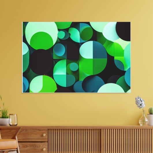 Geometría Verde Vibrante Canvas Afdruk (Insitu (Woonkamer))