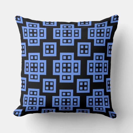 Geometric 030614 - Baby Blue op zwart Kussen (Voorkant)