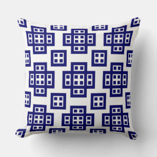 Geometric 030614 - Deep Navy on White Kussen