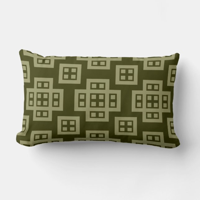 Geometric 030614 - Khaki on Dark Olive Kussen (Voorkant)