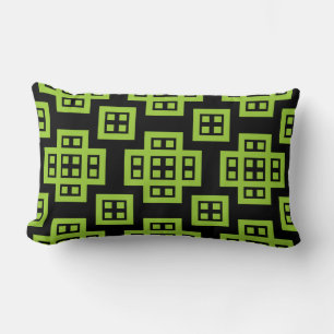 Geometric 030614 - Martian Green on Black Kussen