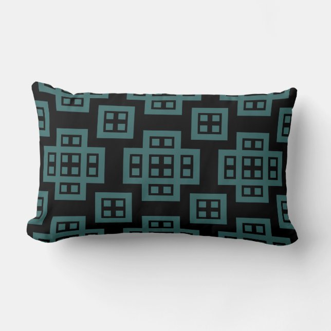 Geometric 030614 - Moss Green on Black Kussen (Voorkant)