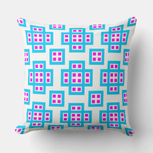 Geometric 030614 - Sky Blue en Magenta on White Kussen