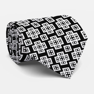 Geometric 030614 - White on Black Stropdas