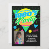 Geometric 1980s 80s 50th Photo Birthday Party Kaart (Voorkant)