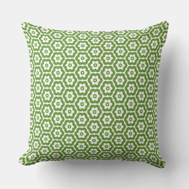 Geometric 280514 (03) - Avocado Green on White Kussen (Voorkant)